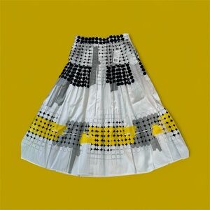 Akris Black, Yellow, and Gray A-Line Skirt